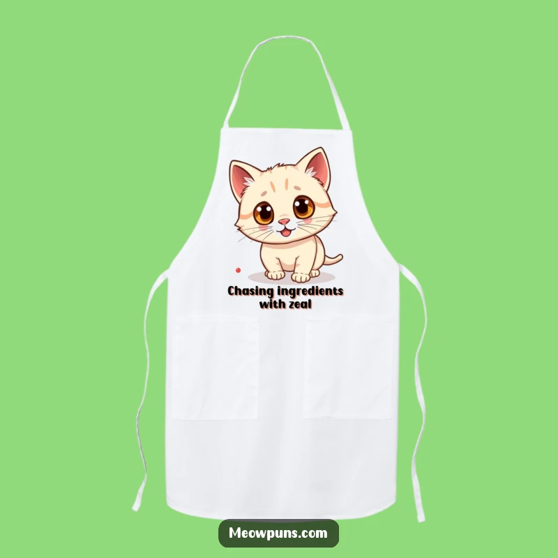 Funny Googly Eye Cat Laser Apron: Kitchen Feline Chase for a Hilarious Cooking Time