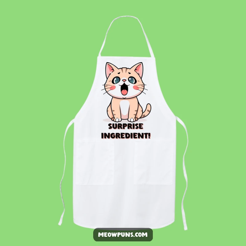 Funny Astonished Cat Apron: React with Humor in the Kitchen!
