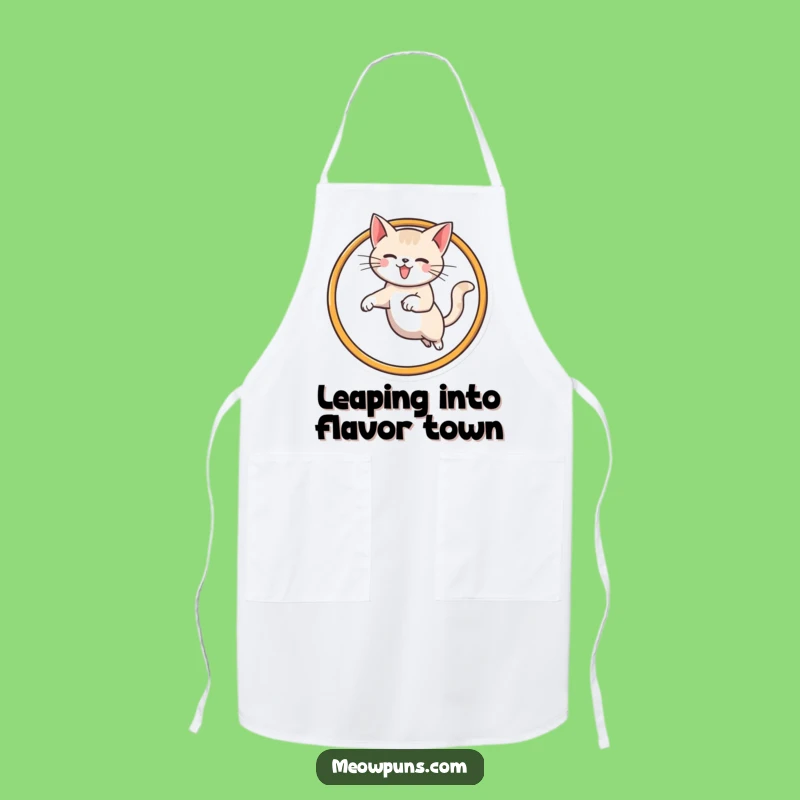 Funny Cat Hoop Jump Apron: Kitchen Feline Acrobatics for a Hilarious Cooking Experience