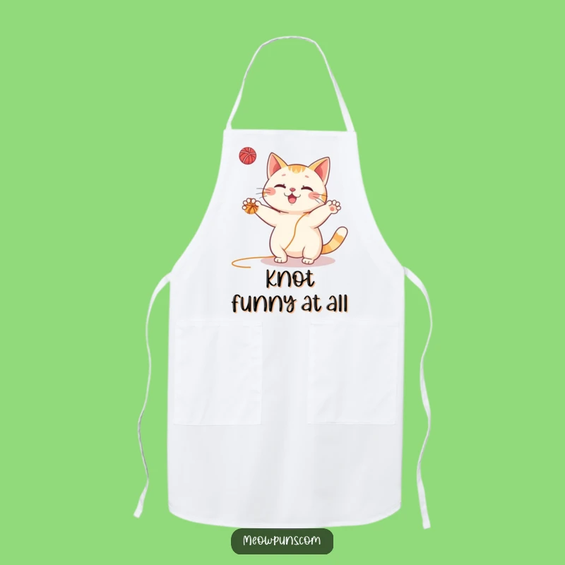 Funny Cat Yarn Juggling Apron: Cook Up Some Fun in the Kitchen!