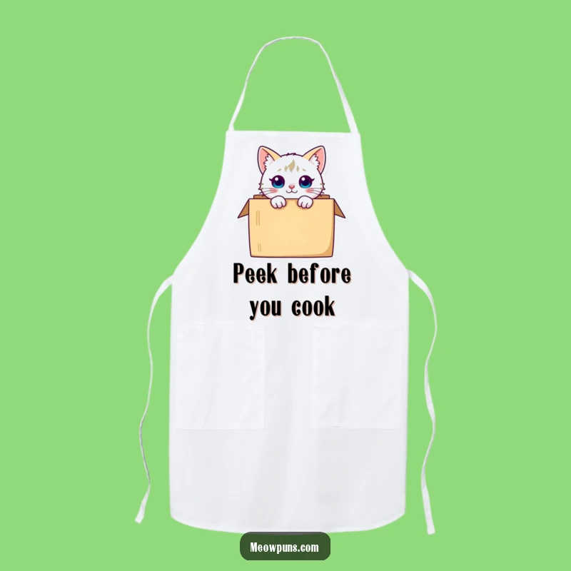Funny Curious Cat Box Apron Add Mystery to Your Kitchen Creations