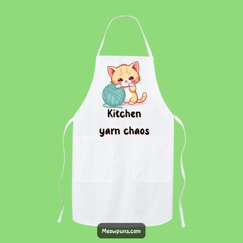 Funny Kitten Letter Yarn Apron: Cook with Playful Finesse