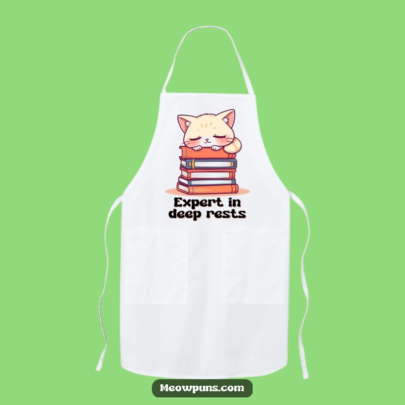 Funny Sleepy Cat Apron - Hilarious Kitchen Gift for Bookish Cooks