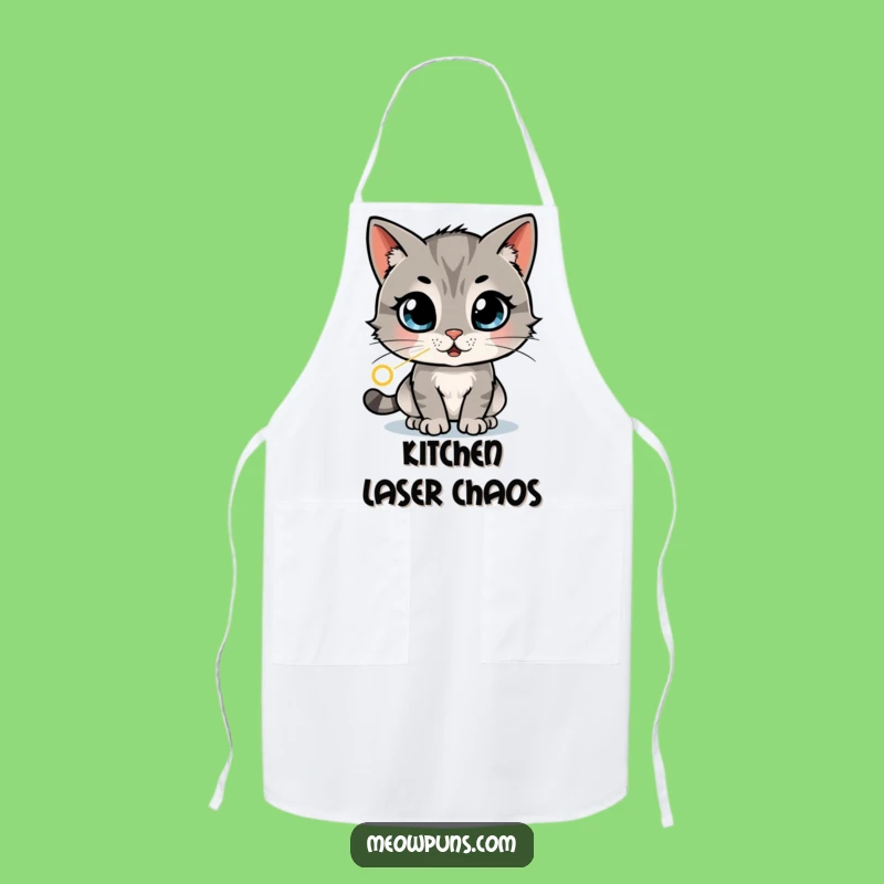 Funny Cat Laser Apron: Hilarious Kitchen Gear for Energetic Cooks