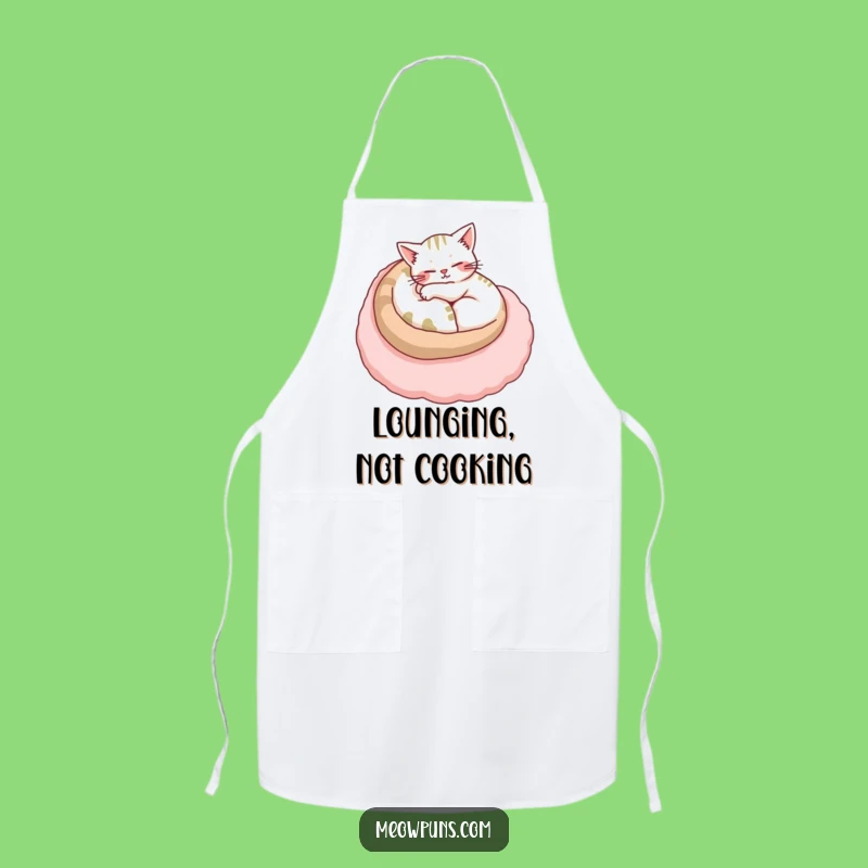 Funny Cozy Cat Letter Apron: Kitchen Feline Comfort for a Relaxing Cooking Experience