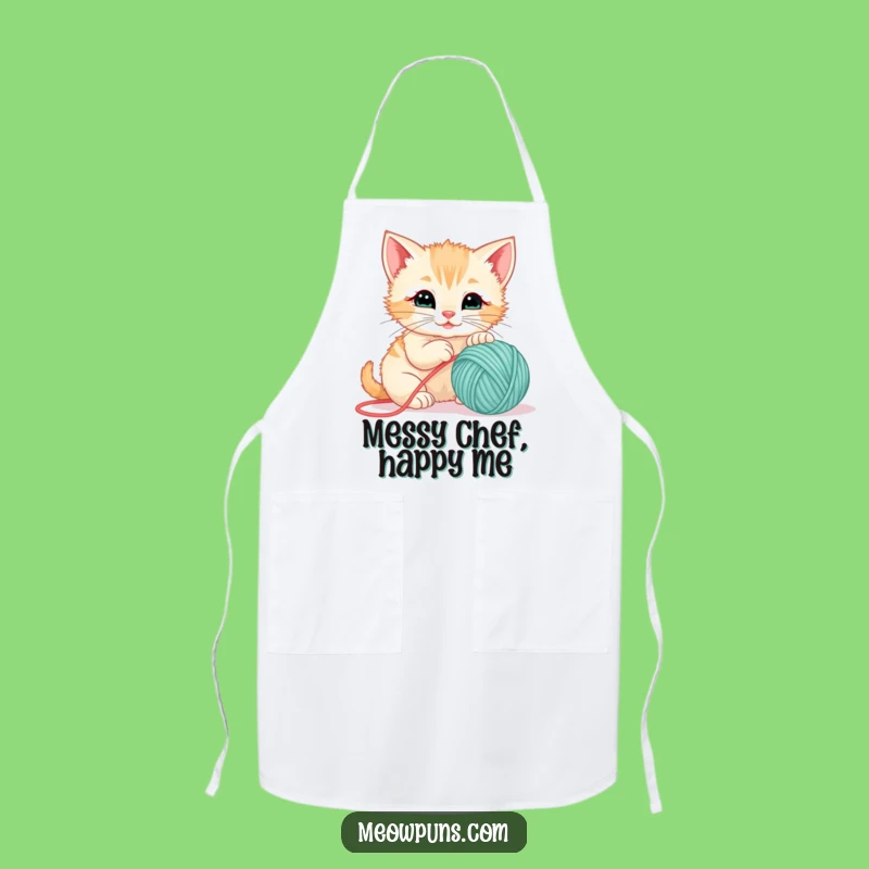 Funny Kitten Yarn Ball Apron - Kitchen Fun for Playful Cooks Gift