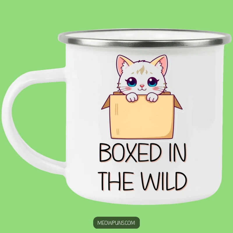 Funny Curious Cat Box Camping Mug Mystery for Your Outdoor Adventures