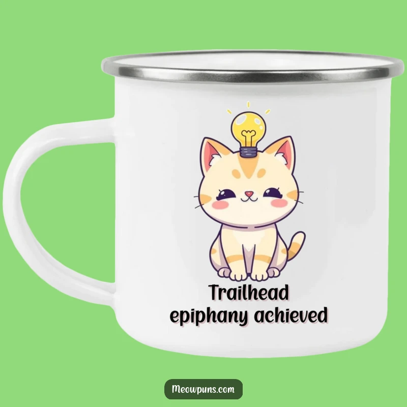 Funny Cat Lightbulb Camping Mug - Sip Ideas by the Fire