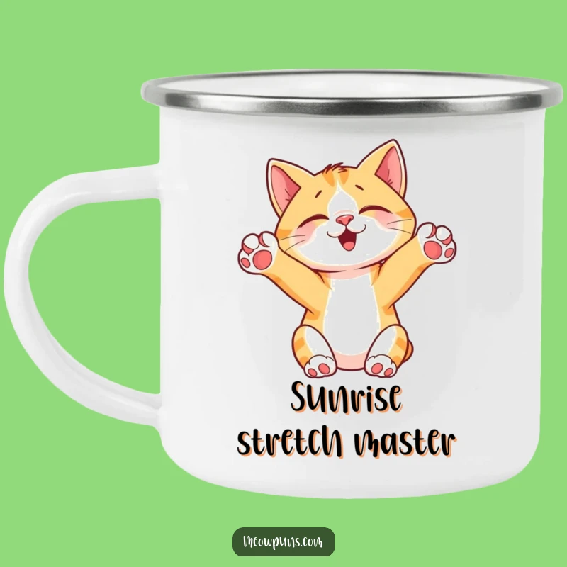 Funny Cat Stretching Camping Mug: Durable Paws Up Mug for Outdoor Fun, Great Funny Gift