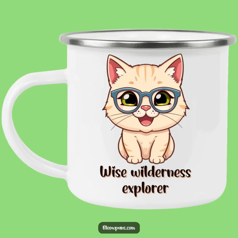 Funny Happy Cat Spectacles Camping Mug - Hilarious Outdoor Companion for Clever Drinkers