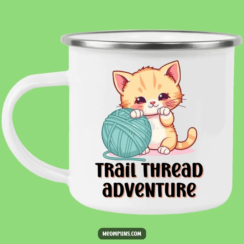 Funny Kitten Letter Yarn Camping Mug: Adventure with Playful Learning