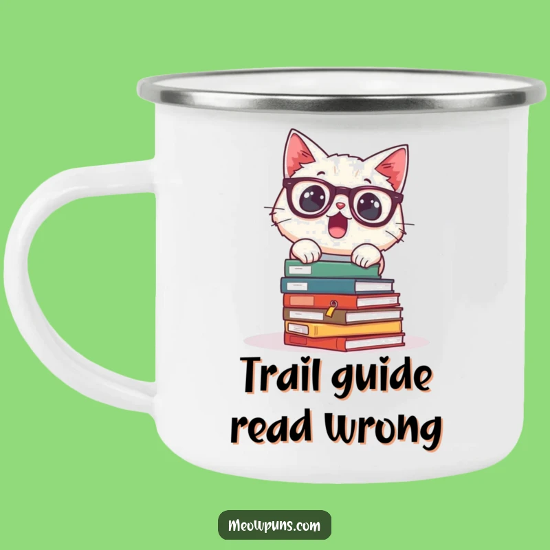 Funny Surprised Cat Glasses Camping Mug: Adventure with Scholarly Humor