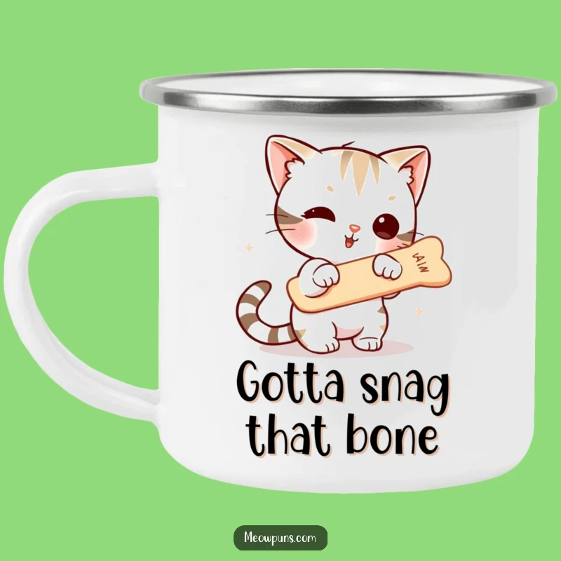 Funny Cat Fishbone Camping Mug - Sturdy and Hilarious Outdoor Companion