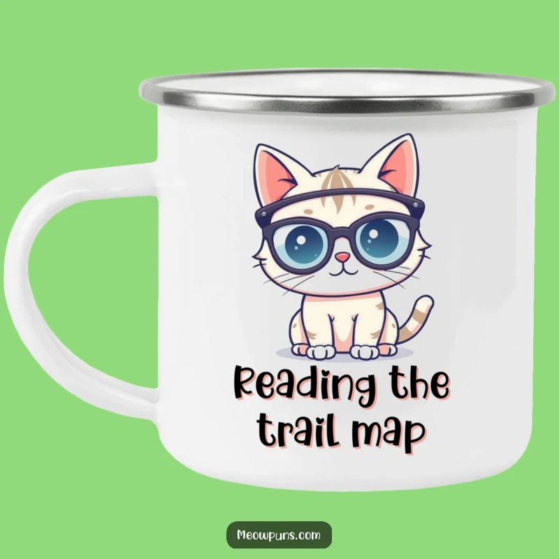 Funny Cat Glasses Camping Mug - Sturdy Mug for the Intellectual Outdoorsman