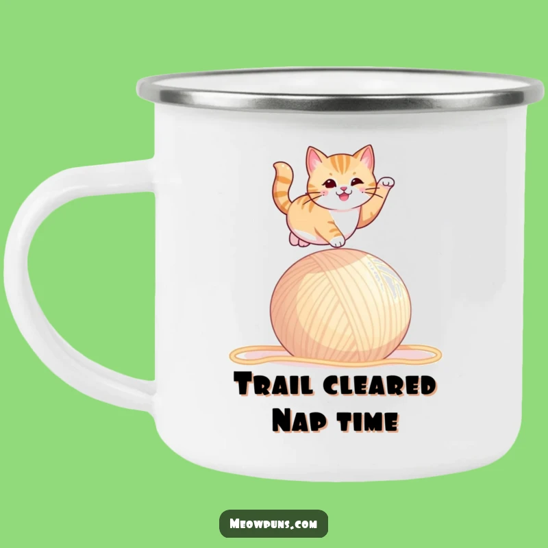 Funny Cat Yarn Leap Camping Mug: Playful Adventures Off the Grid