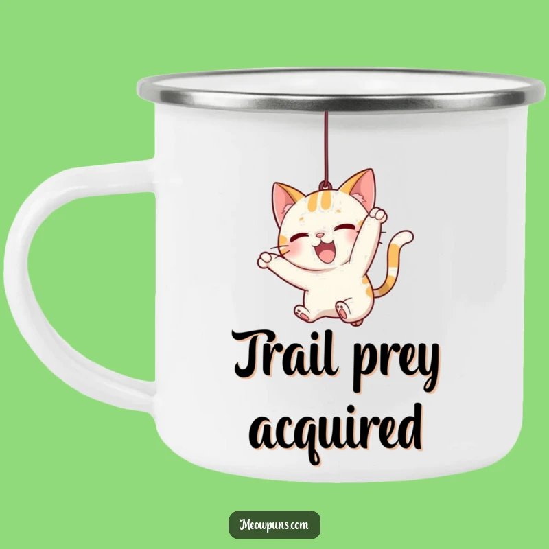 Funny Cat Pounce Camping Mug: Durable Kitty String Mug for Adventure, Great Funny Gift