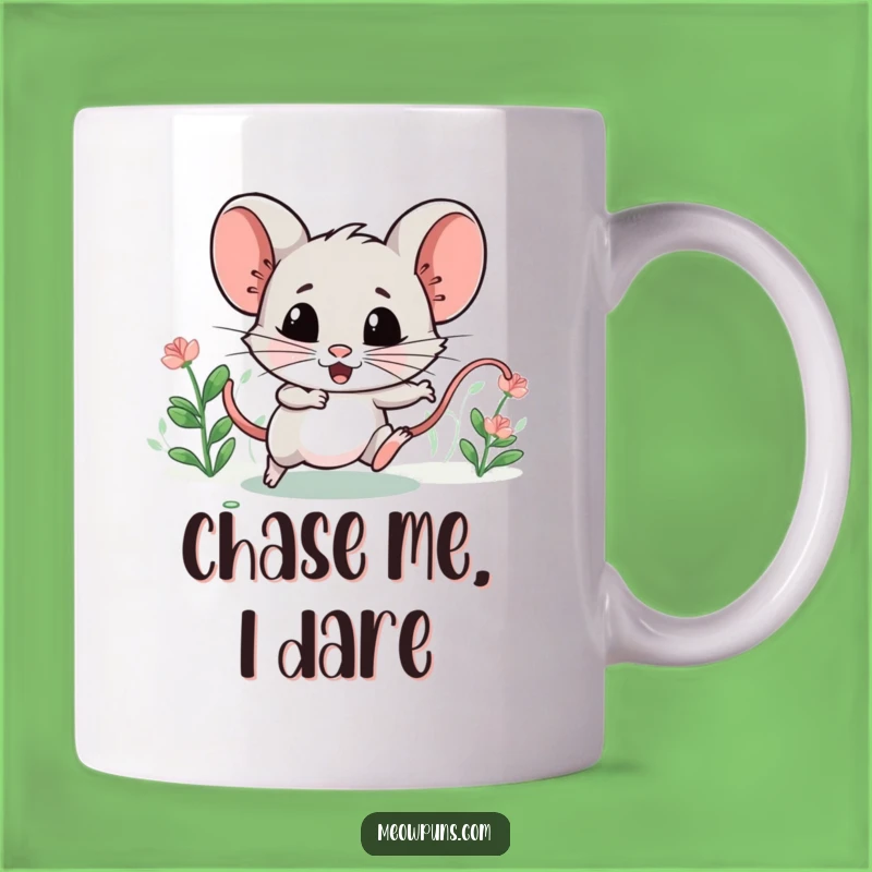 Funny Catnip Mouse Chase Mug: A Hilarious Scene for Cat Lovers' Gift