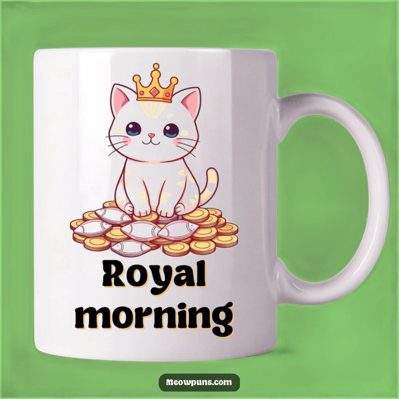 Funny Cat King Mug - Royal Fish Coin Treasure Humor Gift