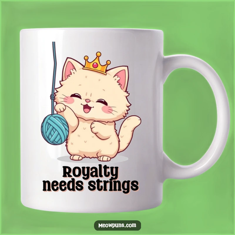 Funny Royal Cat Crown Yarn Ball Mug: A Hilarious Gift for Cat Lovers