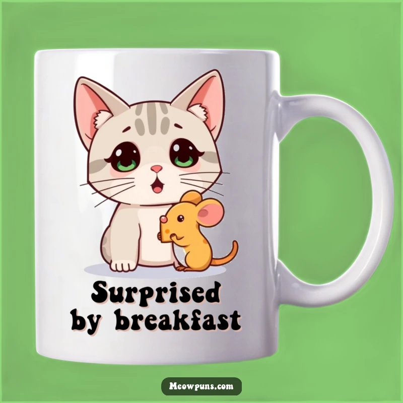 Funny Surprised Cat Mouse Cheese Mug: A Hilarious Gift for Comedy Fans!