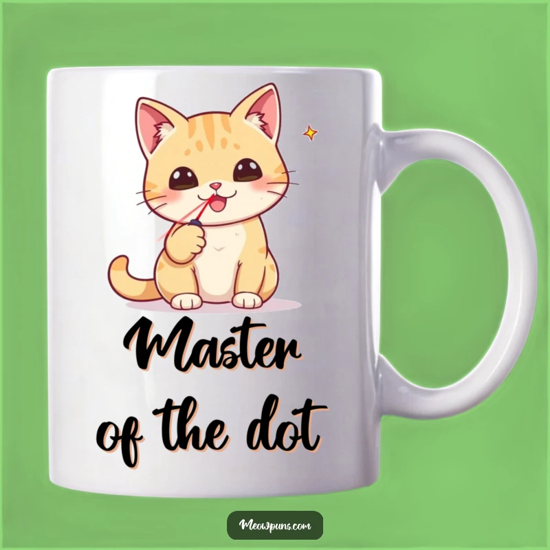 Funny Cat Laser Pointer Mug: Triumphant Feline Victory for Coffee