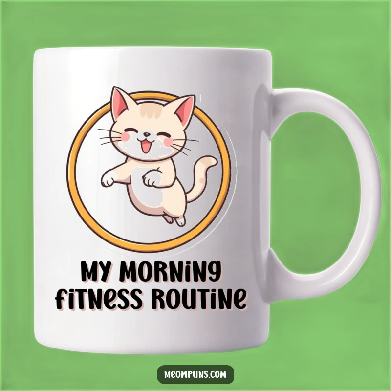 Funny Cat Hoop Jump Mug: Hilarious Feline Acrobatics for a Perfect Gift