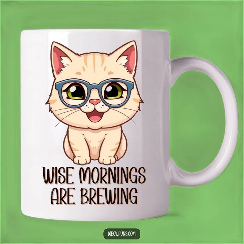 Funny Happy Cat Spectacles Mug - Hilarious Smart Gift for Intellectual Felines Fans