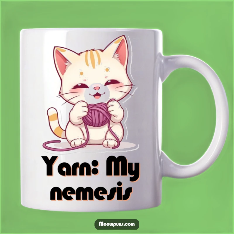 Funny Mischievous Cat Yarn Mug - Hilarious Gift for Playful Cat Owners