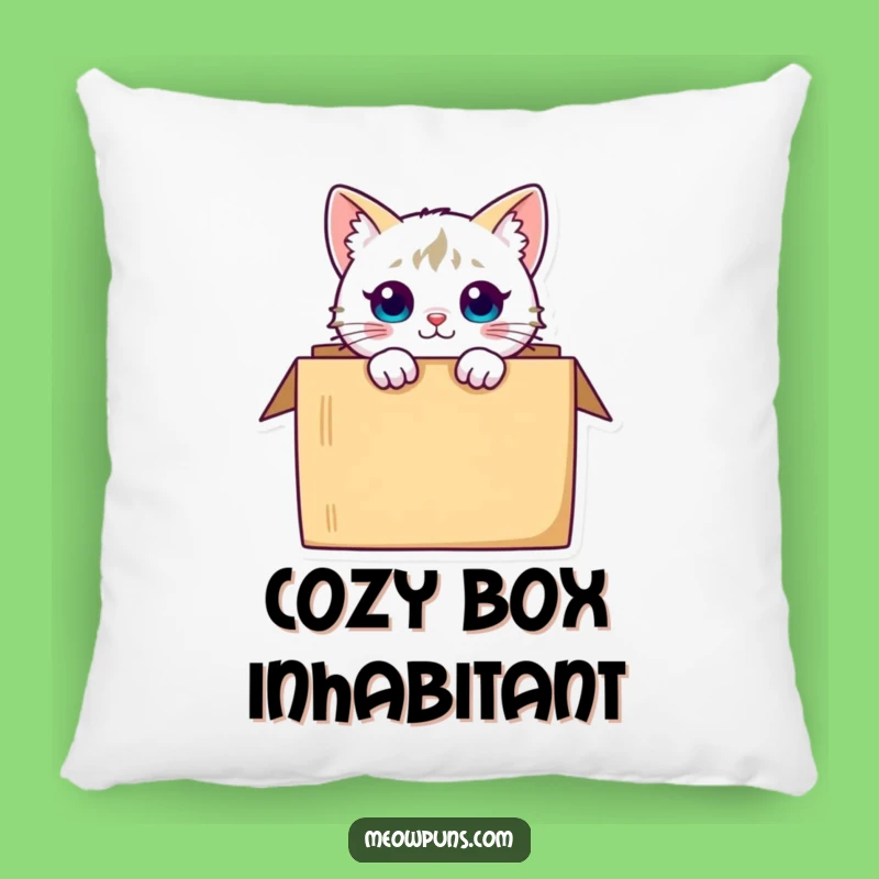 Funny Curious Cat Box Pillow Cozy Comfort with a Playful Peek