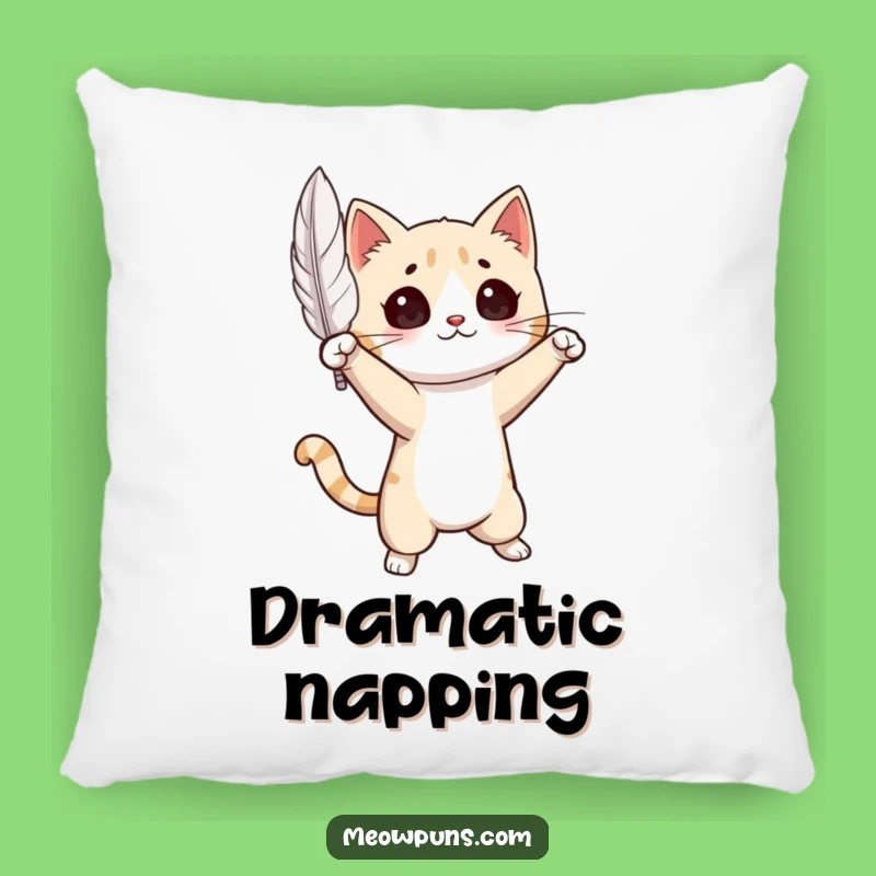 Cozy Funny Cat Feather Drama Pillow: Snuggle Up with Sophistication!