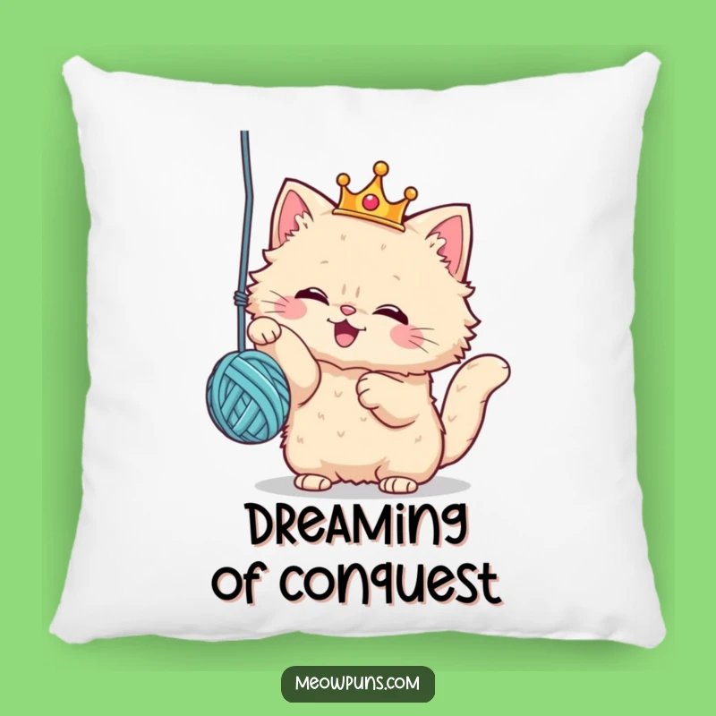 Funny Royal Cat Crown Pillow: Comfy Humor with Yarn Playful Feline