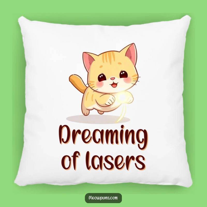Funny Playful Cat Laser Dot Pillow - Cozy & Hilarious Accent for Active Spaces