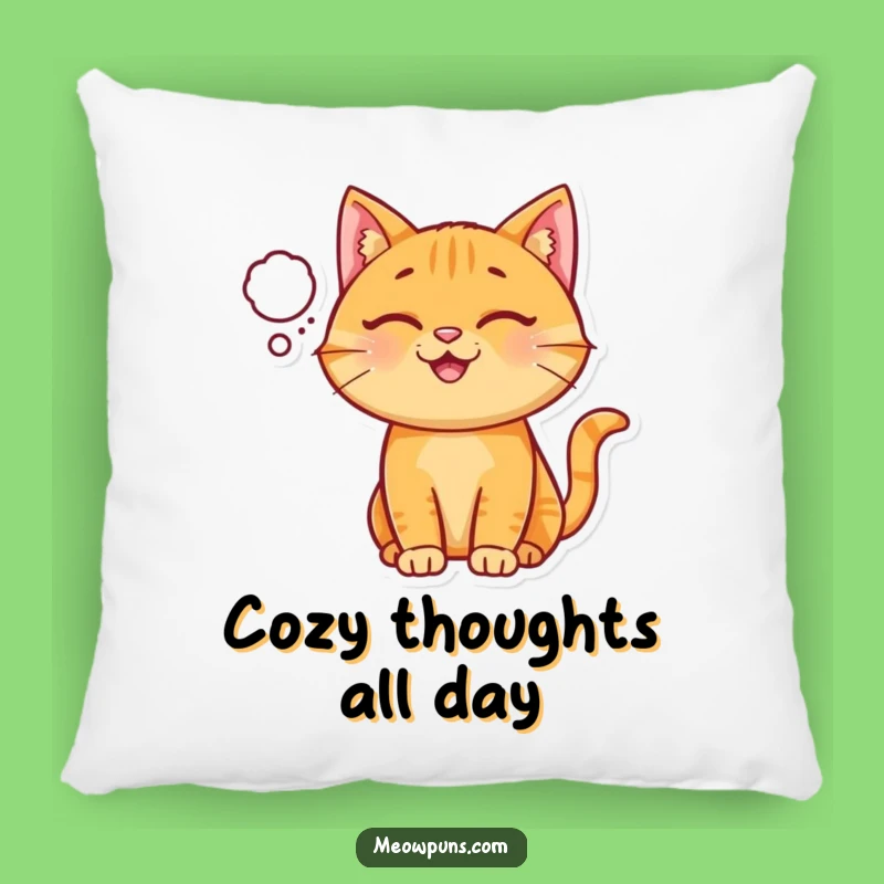 Funny Ginger Cat Thought Bubble Pillow: Cozy Comfort & Happy Thoughts