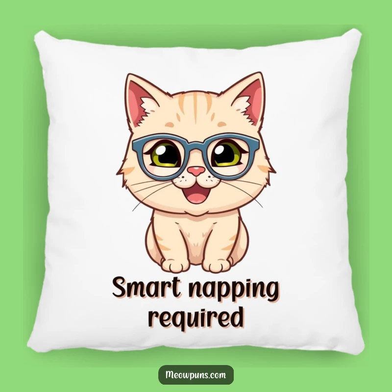 Funny Happy Cat Spectacles Pillow - Cozy & Hilarious Accent for Bookish Nooks