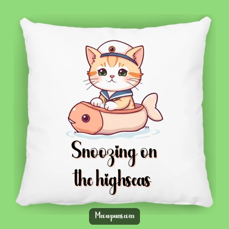 Funny Sailor Cat Fish Boat Pillow: Soft Nautical Adventure for a Comfy, Hilarious Accent