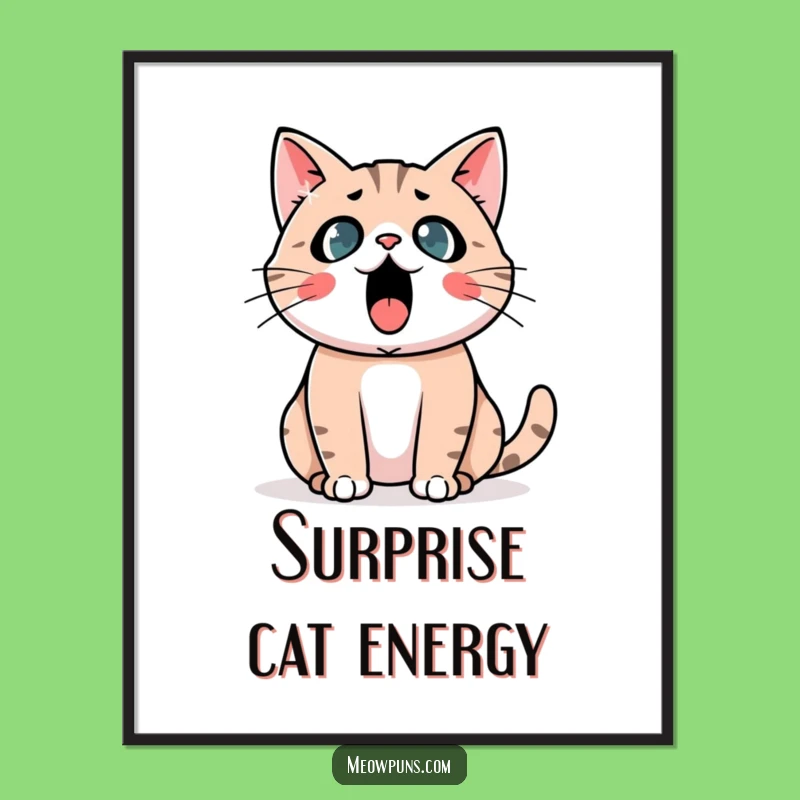Funny Astonished Cat Digital Art: Instant Download of Shocked Feline Reaction!
