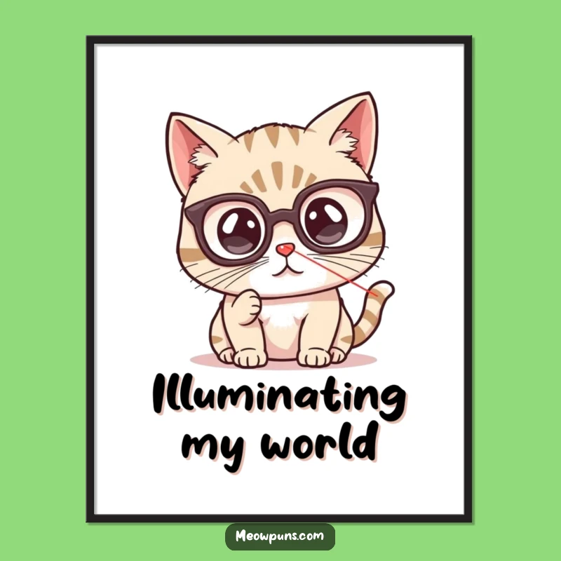 Funny Cat Spectacles Laser Pointer Print - Instant Wall Art Laugh!