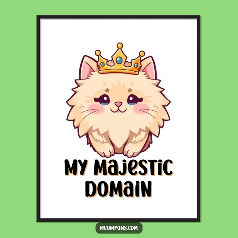 Funny Fluffy Cat King Digital Art Regal Instant Download