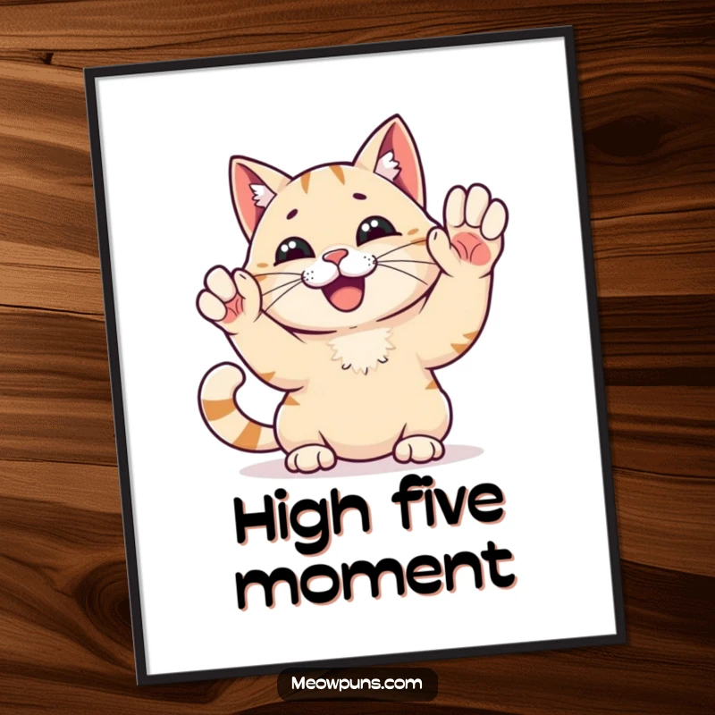 Funny High Five Cat Digital Art: A cat gives a high five, offering instant celebratory humor.