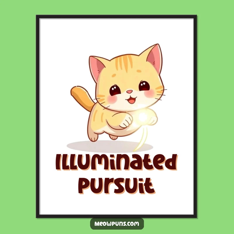 Funny Playful Cat Laser Dot Digital Art Print - Hilarious Decor for Energetic Spaces