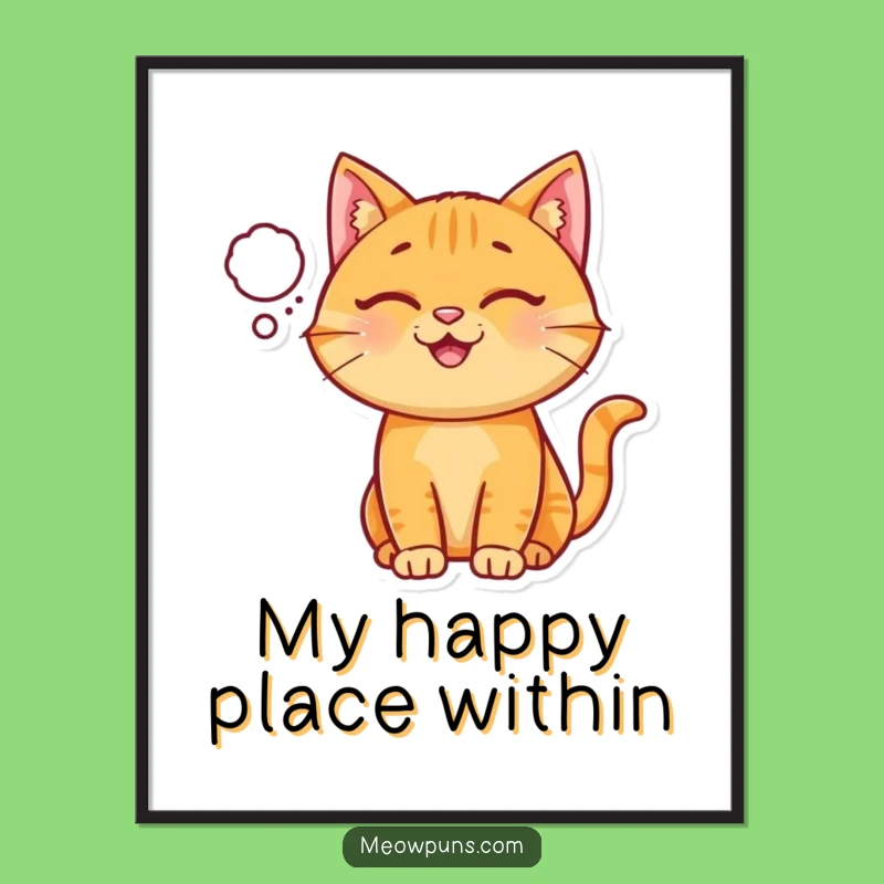 Funny Ginger Cat Thought Bubble Digital Art: Instant Happy Decor