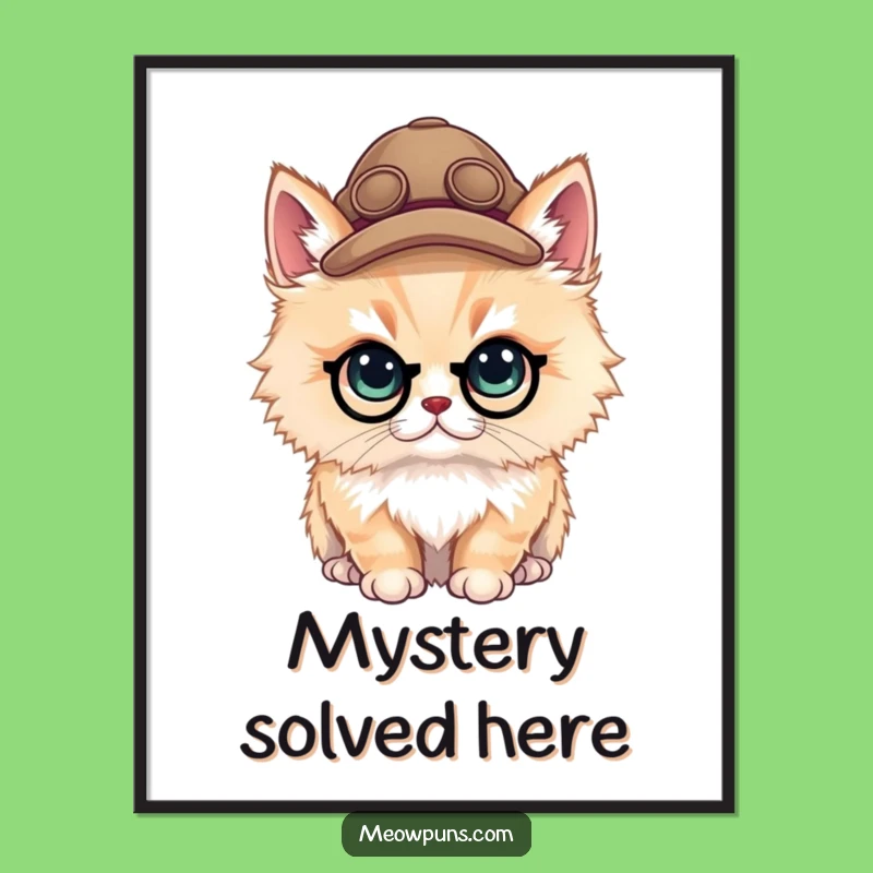 Funny Cat Detective Digital Art: Instant Intrigue and Humor for Your Walls