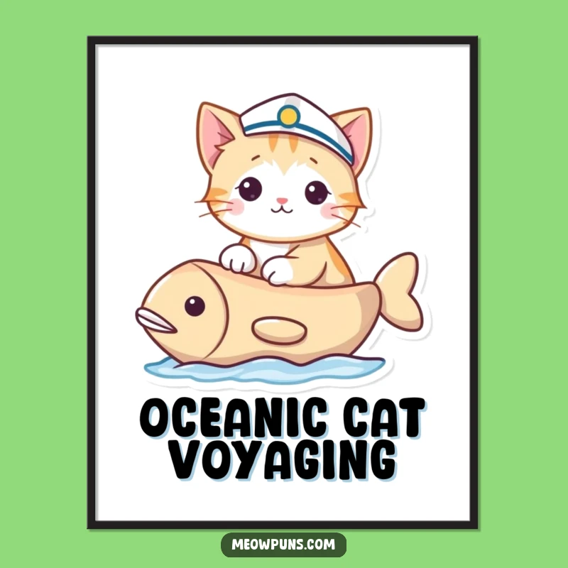 Funny Sailor Cat Digital Art Print: Instant Nautical Charm for Your Walls