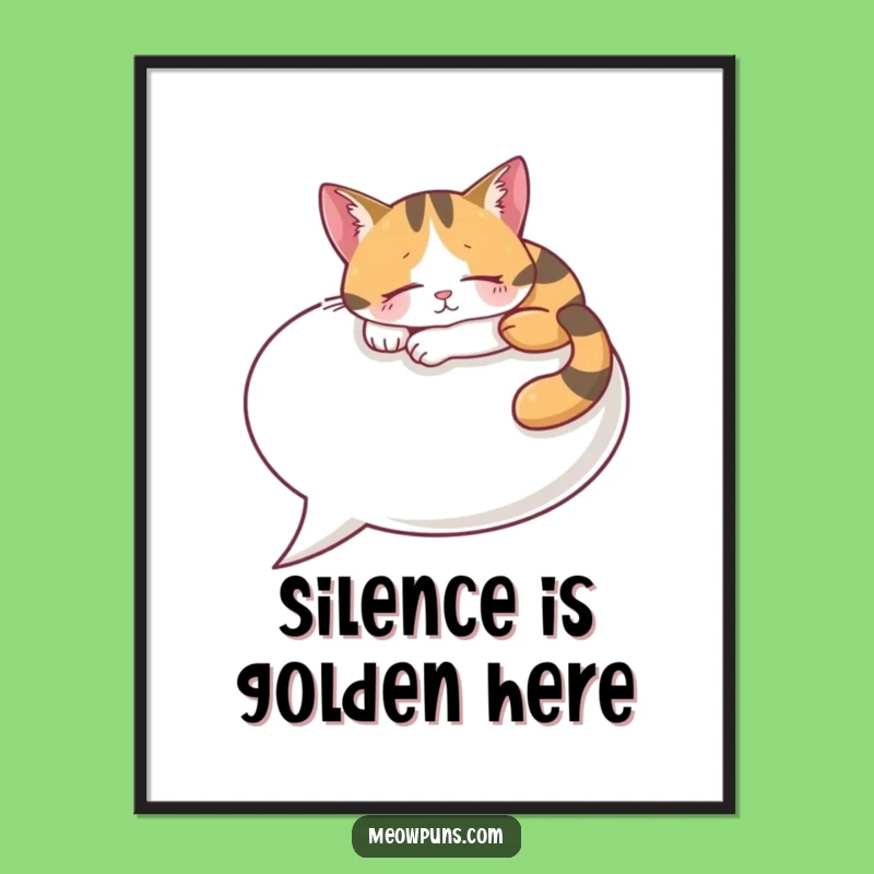 Funny Calico Cat Speech Bubble Digital Art: Instant Humor for Your Walls