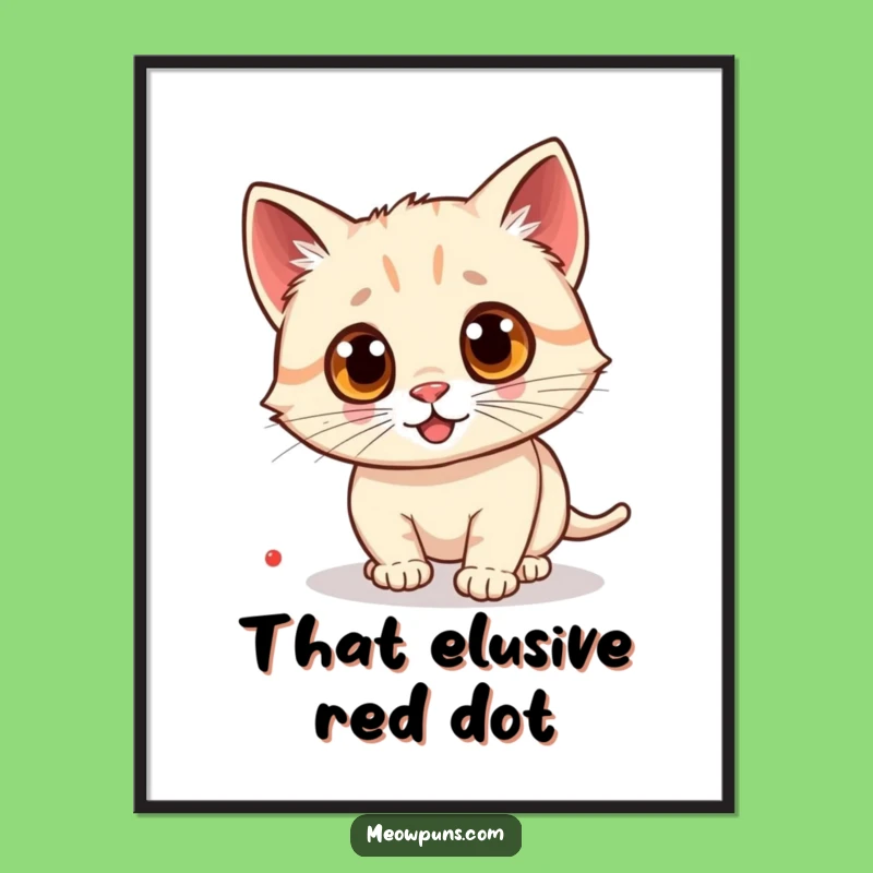 Funny Googly Eye Cat Laser Digital Print: Wall Art of Playful Feline Chase