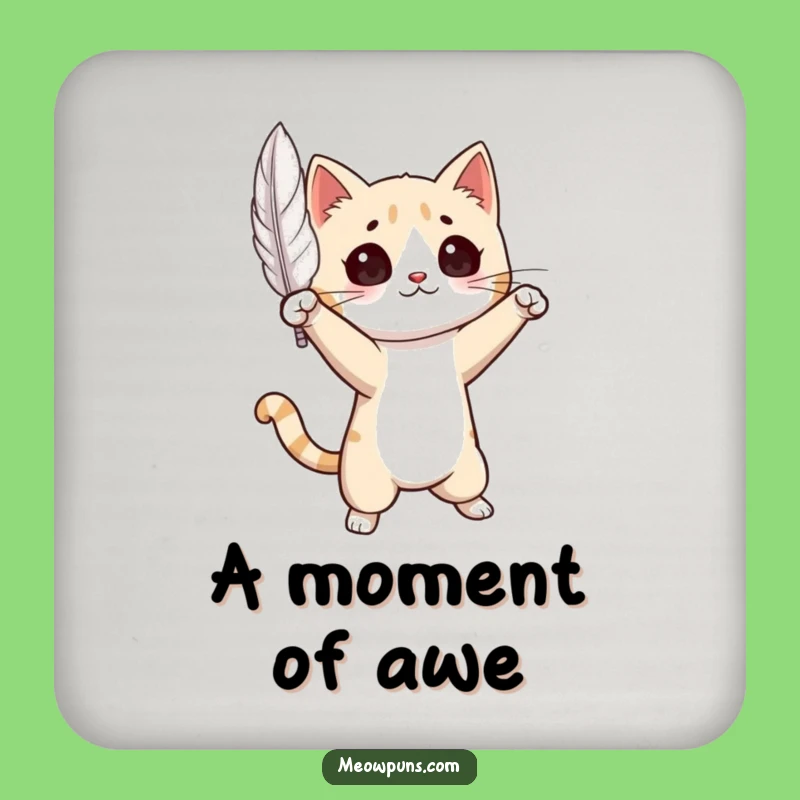 Funny Cat Feather Drama Drink Coaster: Protect Surfaces with Elegance!