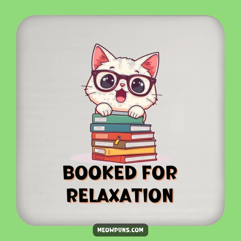 Funny Surprised Cat Glasses Coaster: Protect Surfaces with Academic Charm