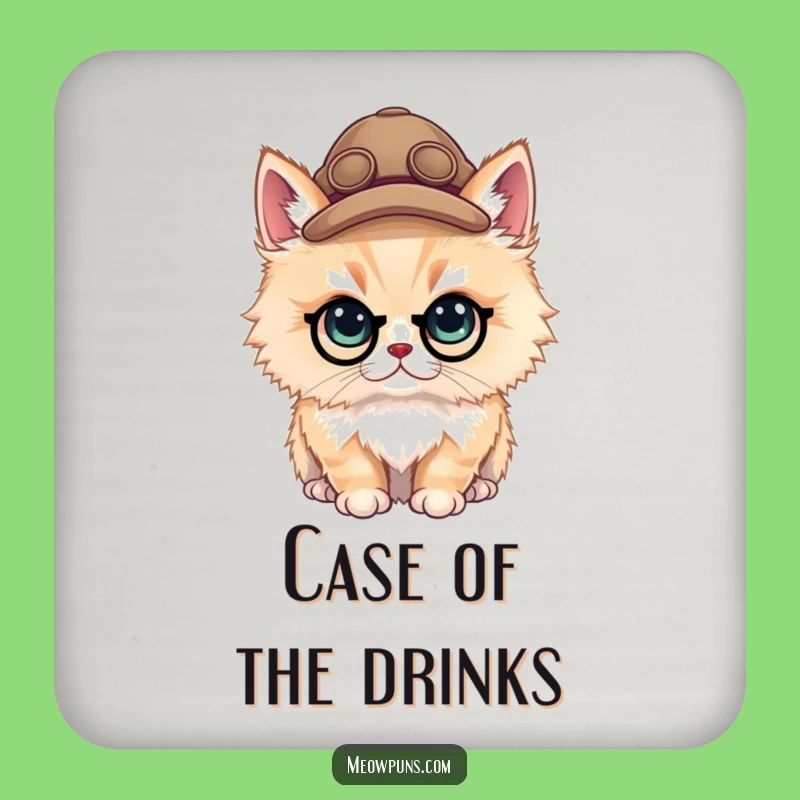 Funny Cat Detective Coaster: Protect Your Surfaces with Feline Finesse and Humor