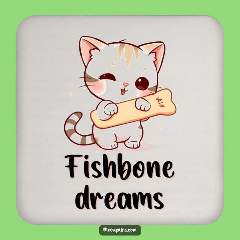 Funny Cat Fishbone Coasters - Protect Surfaces with Feline Humor