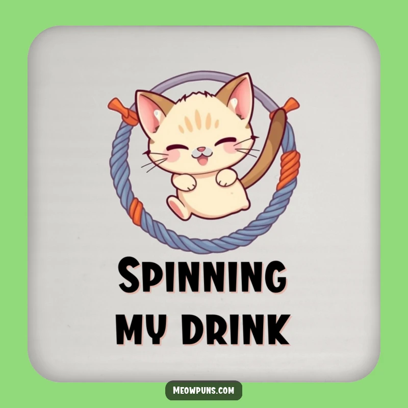 Funny Cat Coaster: Siamese Cat Yarn, Protects Surfaces, Humorous Gift